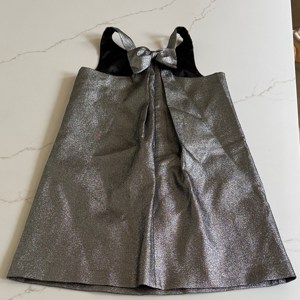 Milly minis girls holidays Silver Glitter Dress with Bow 14 teenager tween